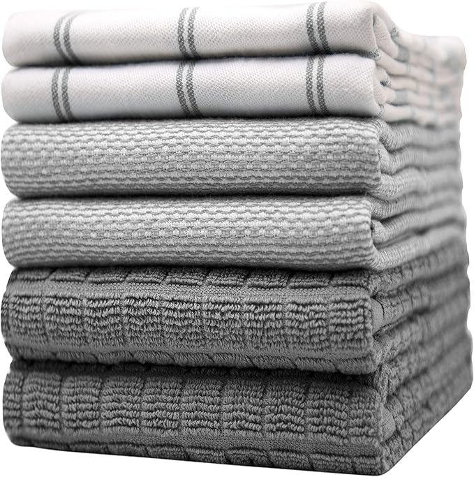 Premium Kitchen Towels | Large Cotton Dish Towels | Flat & Terry Highly