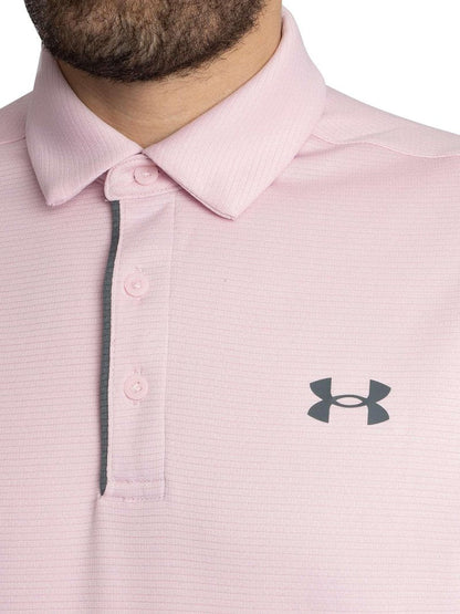 Under Armour Men's Tech Golf Polo, (647) Prime Pink / / Pitch Gray, Large
