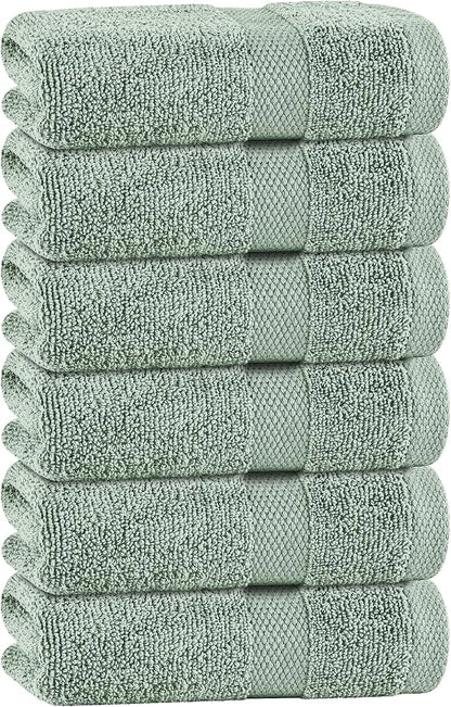 White Classic Green Hand Towels