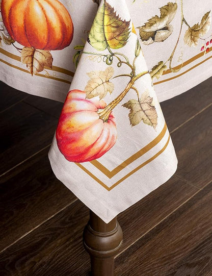 Maison d' Hermine Table Cloth Rectangle Table 100% Cotton 60 x 108 Inches Fall Tablecloth Reusable Everyday Use for Thanksgiving Christmas Decorations Dining Farmhouse Party (Potiron)