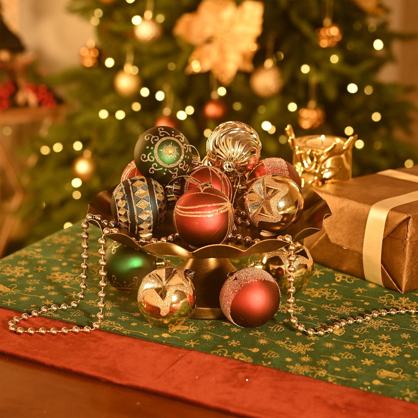 Valery Madelyn Ornaments for Christmas Tree Decorations, 16ct 2.36 Inches Red Green Blue and Gold Shatterproof Christmas Ornaments Set Bulk, Luxury Hanging Decor for Xmas Party Holiday