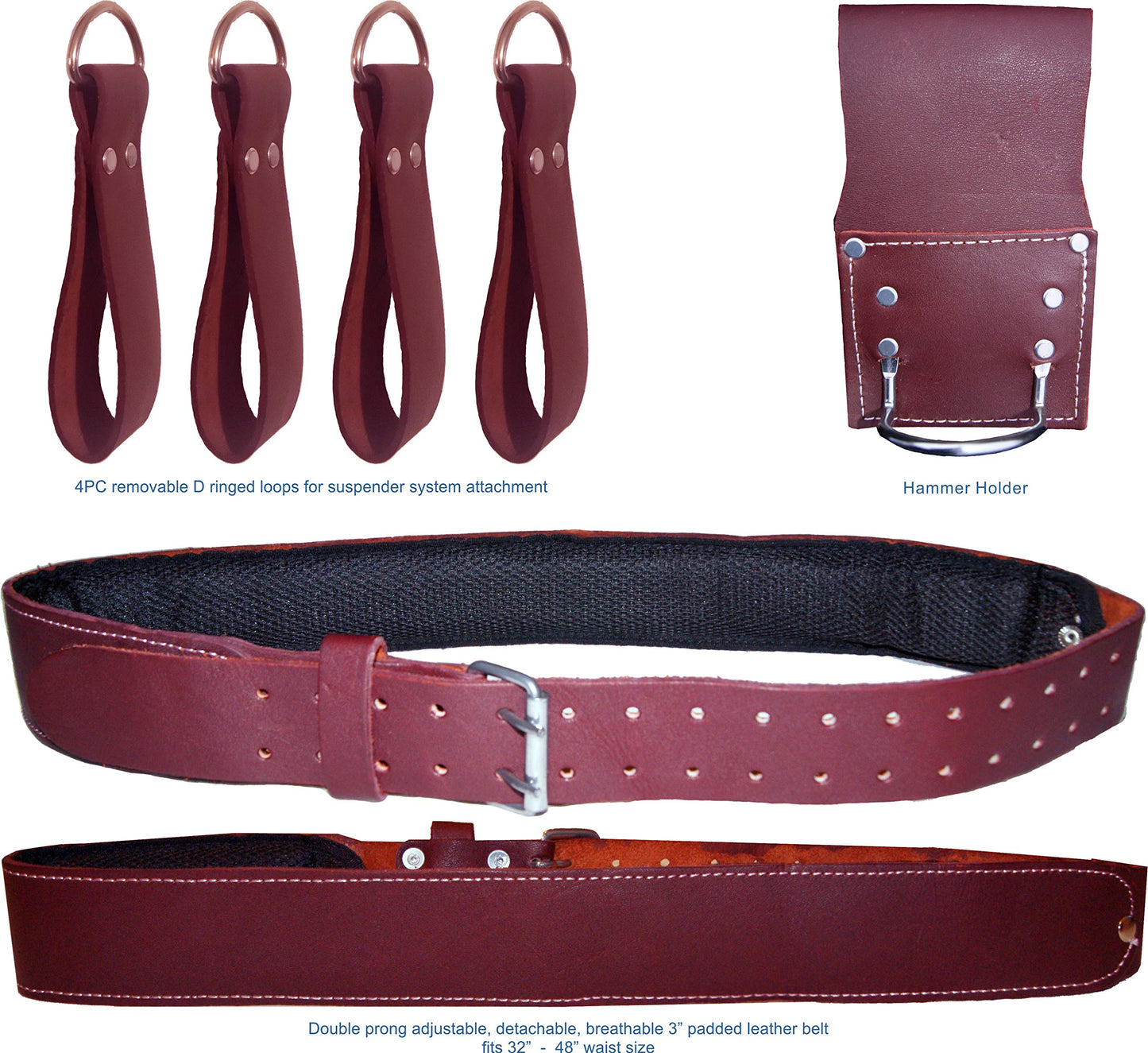 Zakco PRO-21 Genuine Full Grain Leather Heavy Duty Multi Pockets Construction Rig, Carpenters Tool Belt, 2 Leather Pouches Belt Framer’s, Handyman, Roofer’s,Tool Belt & Tool Organizer, Best Tool Apron
