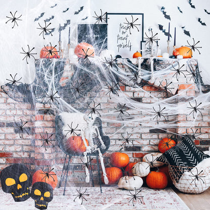 Labrostar 1000 Sqft Halloween Spider Web Decorations with 100 Fake Spiders Spooky Spider Webbing Decorations Indoor Outdoor Party Yard Decor Supplies for Bar Haunted House