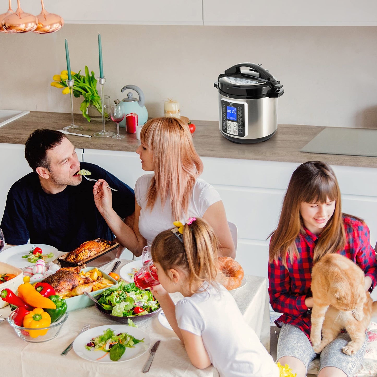 Moss & Stone Electric Pressure Cooker with Large LCD Display, Multi-Use 6 Quart Pot, 14-in-1 Cooker & Maker: Slow, Rice, Steam, Saute, Yogurt, Egg, Warmer