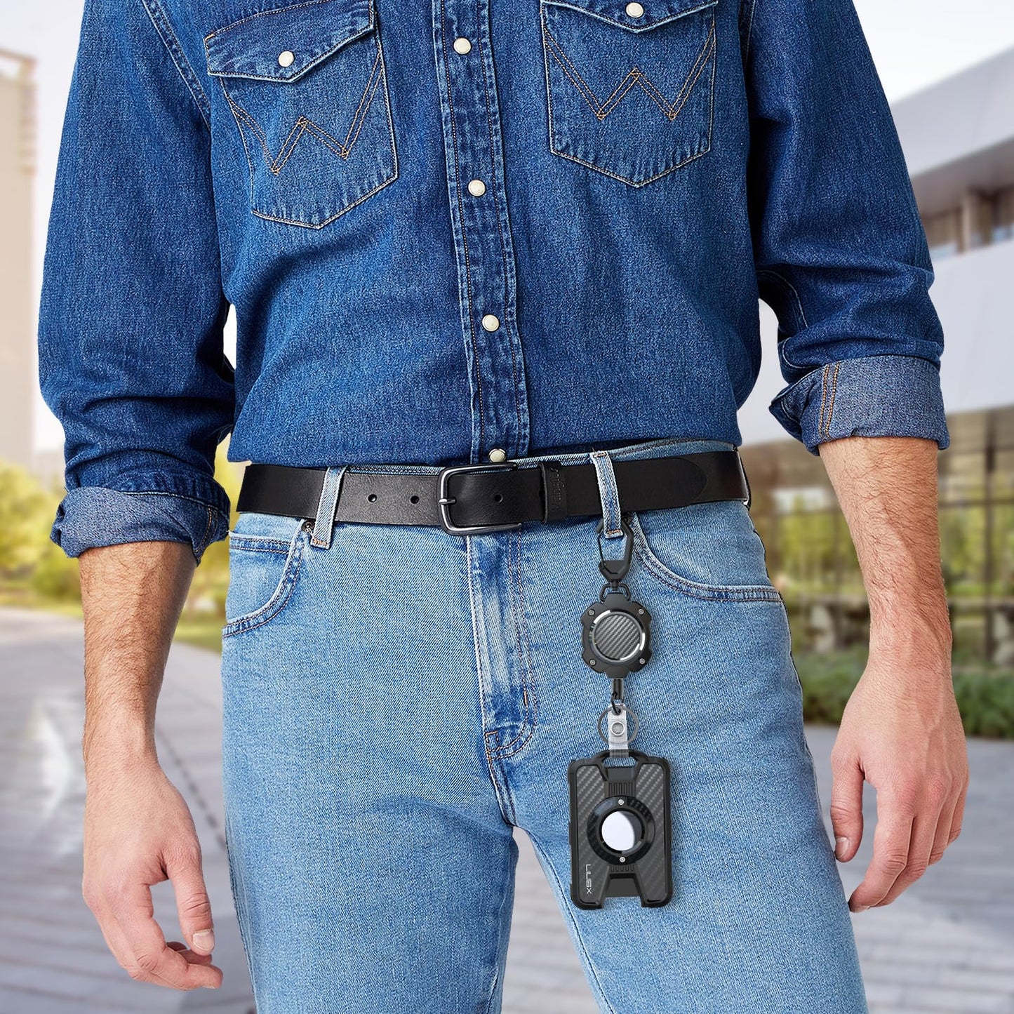 LIUGX Badge Holder for Airtag, with Retractable Keychain, Heavy Duty for Airtag Holder/Case, ID Card Holder (Holds 6 Cards), with 31.5” Badge Reel Key Chain, 10,000+ Rebound, 8oz