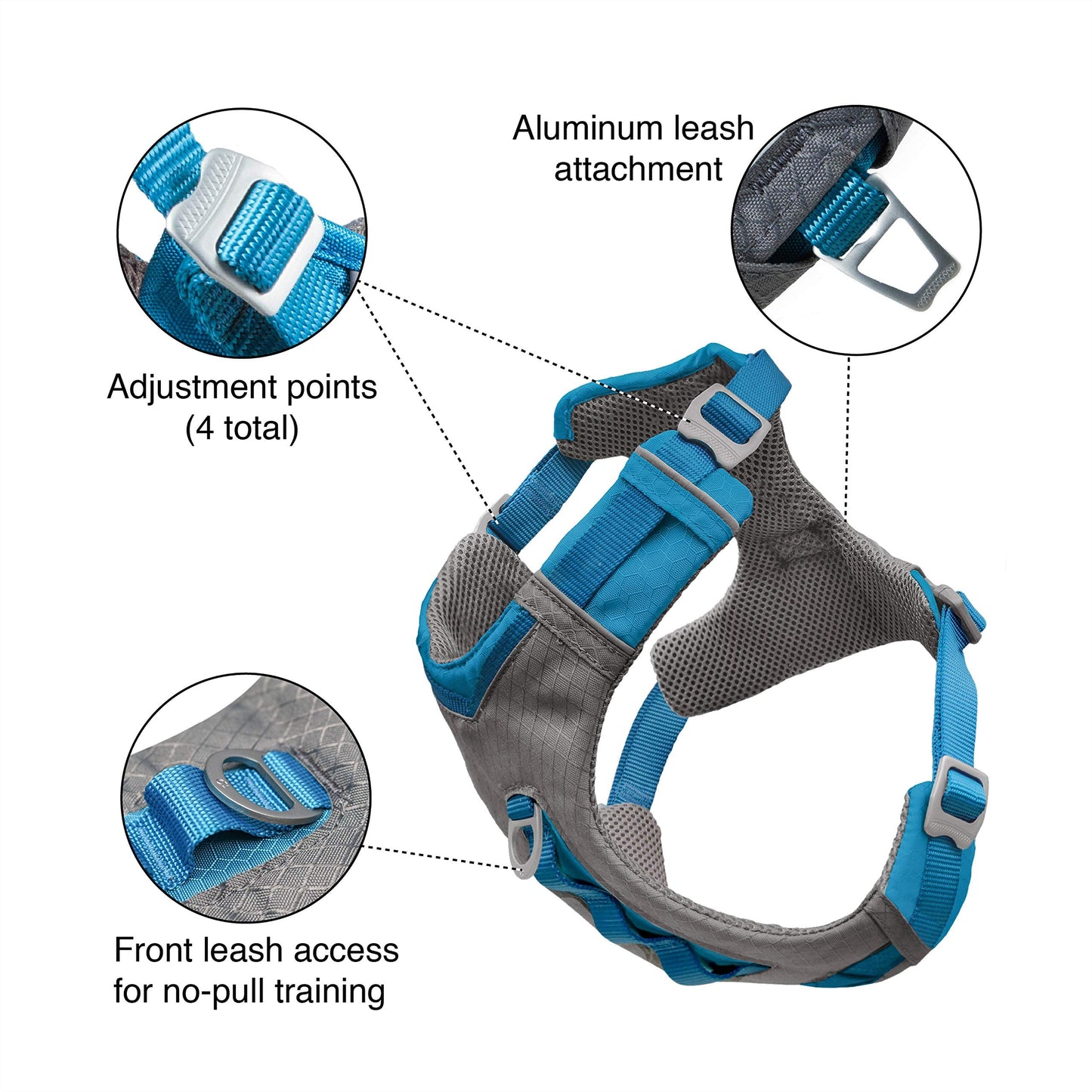 Kurgo Journey Air Dog Harness, Vest Harnesses for Dogs, Pet Hiking Harness for Running & Walking, Reflective, Padded, Includes Control Handle, No Pull Front Clip (Purple, Large)
