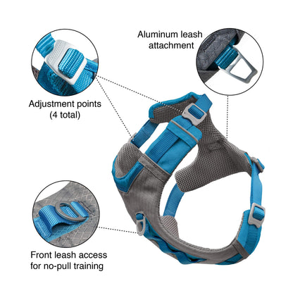 Kurgo Journey Air Dog Harness, Vest Harnesses for Dogs, Pet Hiking Harness for Running & Walking, Reflective, Padded, Includes Control Handle, No Pull Front Clip (Purple, Large)
