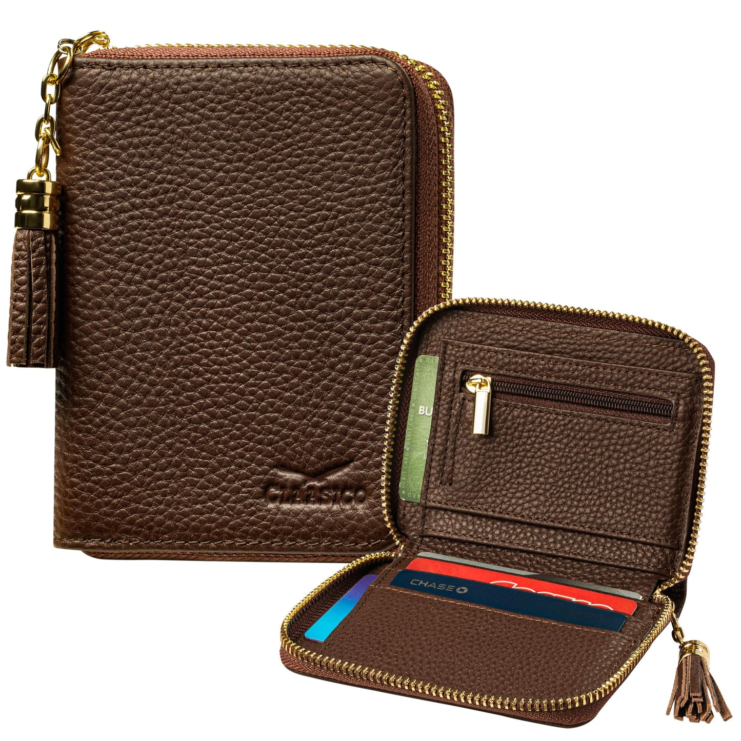 Claasico Bifold Wallet for Women RFID Blocking | Genuine Leather Zip Wallet & Ladies Coin Pocket | Stylish Credit Card Holder | Travel Wallet with Anti-Theft Protection
