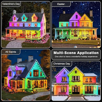 LITSOUL 300FT Permanent Outdoor Lights for House Waterproof, Smart RGB Eave LED Lighting with 16 Million Colors, IP67 Outdoor Strip Lights for Christmas Halloween Holiday Daily Decorations (300FT)