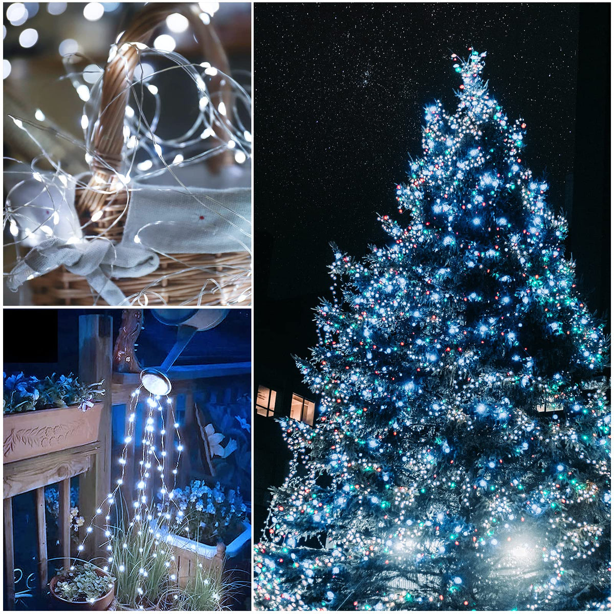 YAOZHOU Solar Fairy String Lights for Outside, Outdoor Waterproof, Cool White 2Pack Total 200LED 66Ft 8 Modes Mini Mini Small Solar Powered Lights for Christmas, Garden, Patio, Fence, Balcony