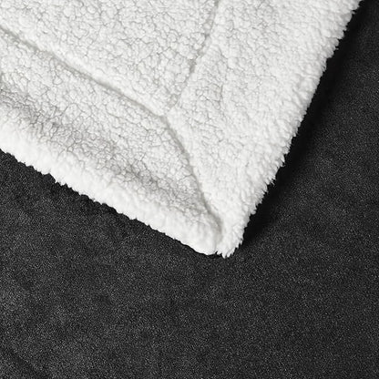 Amazon Basics Reversible Sherpa Throw Blanket, Black, 50"x60"