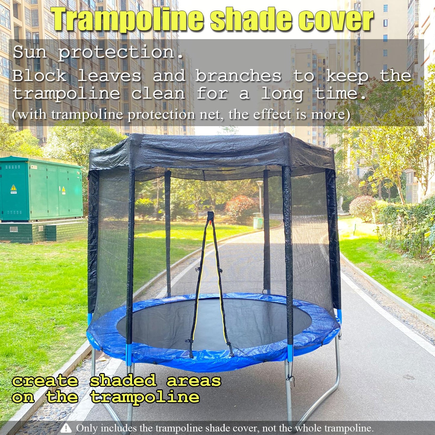 XATAMIO Trampoline Cover,Trampoline Shade Cover for 8ft-14ft Straight Pole Round Trampoline Outdoor Sun Protection Block Leaves,Only Trampoline Top Cover (8FT 6 Poles)