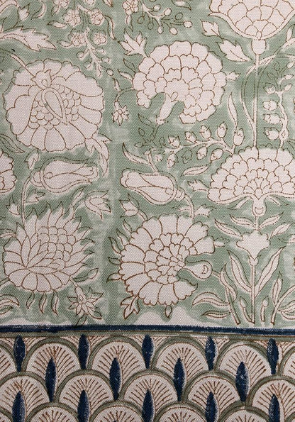 ATOSII Jade 100% Cotton Boho Square Summer Tablecloth, Block Print Floral Table Cloth Linen for Dining, Parties, Weddings, Outdoors Table Decor I 60 X 60 Inches I 4 Seater I
