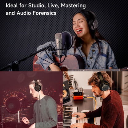 Rumoon Wired Headphones Over Ear, Studio Monitor & Mixing DJ Headphones with 50mm Neodymium Drivers and 1/4 to 3.5mm Jack for Guitar AMP Podcast Piano Keyboard (Black)