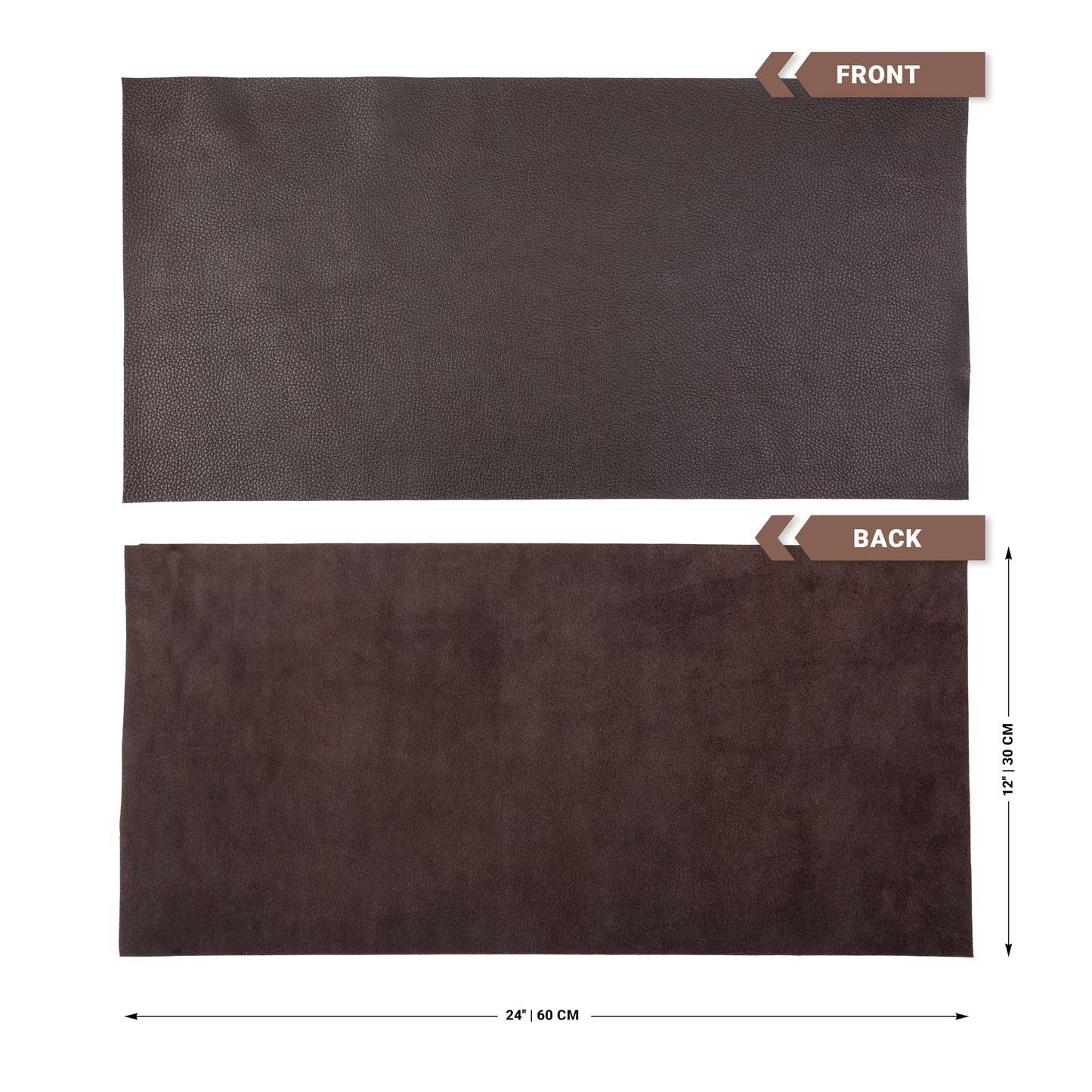 Shkira 24''X12'' Genuine Dark Brown Dotted Leather Sheets for Hobby Workshops - Tooling Square - 2.0MM Thick Genuine Top Full Grain Oil Tan - Thick Leather Pieces
