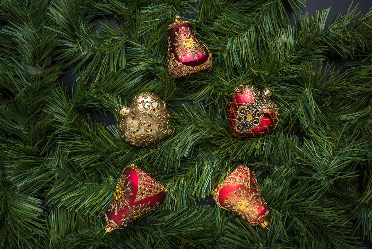 Polish Gallery Christmas Bell Ornament 4-Inch Blown Glass (Fire Star)