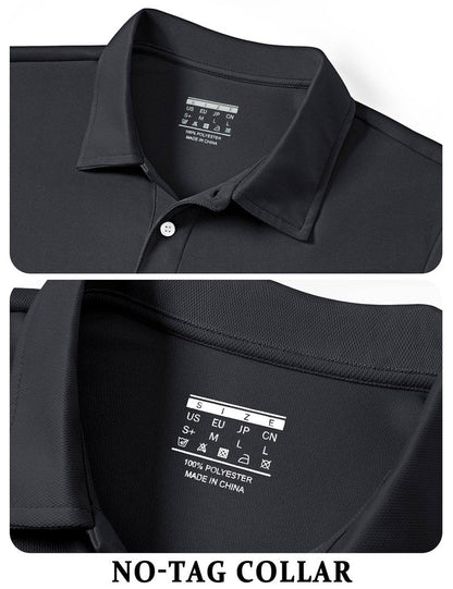 TACVASEN Mens Golf Shirt Dry Fit Mens Polo Shirts Short Sleeve Performance Golf Polos for Men with Collar Work Shirts Black, L