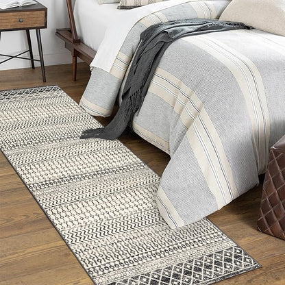 Moroccan Washable Runner Rug, 2x6 Ultra Soft Non-Slip Vintage Boho Hallway Kitchen Runner Rug Floor Carpet for Bedroom Bathroom Laundry Living Room