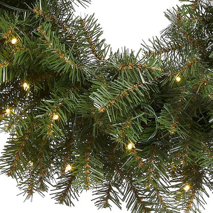 National Tree Company Pre-Lit Artificial Christmas Wreath, Green, Norwood Fir, White Lights, Christmas Collection, 30 Inches