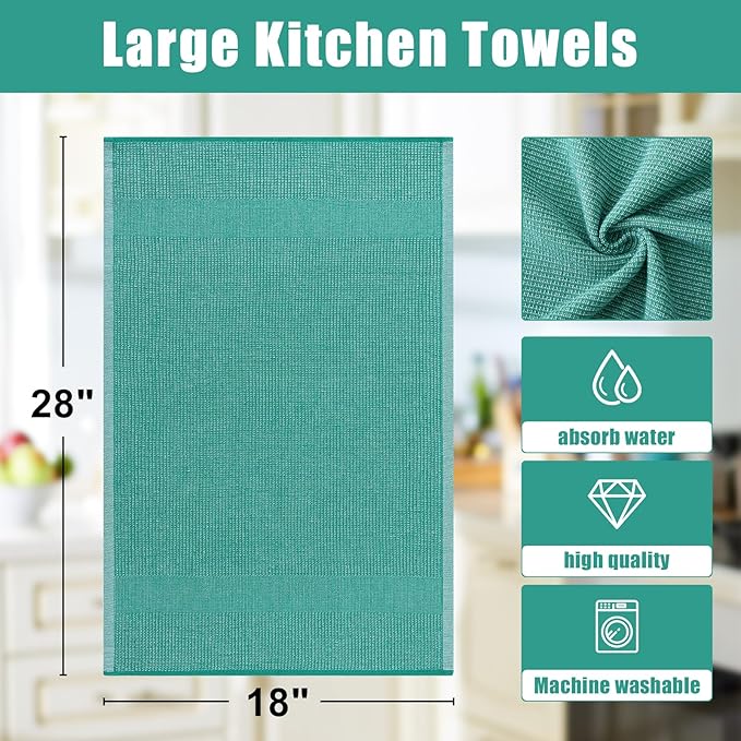 Homaxy Premium Kitchen Towels, Large Cotton Kitchen Hand Towels, Flat and Terry