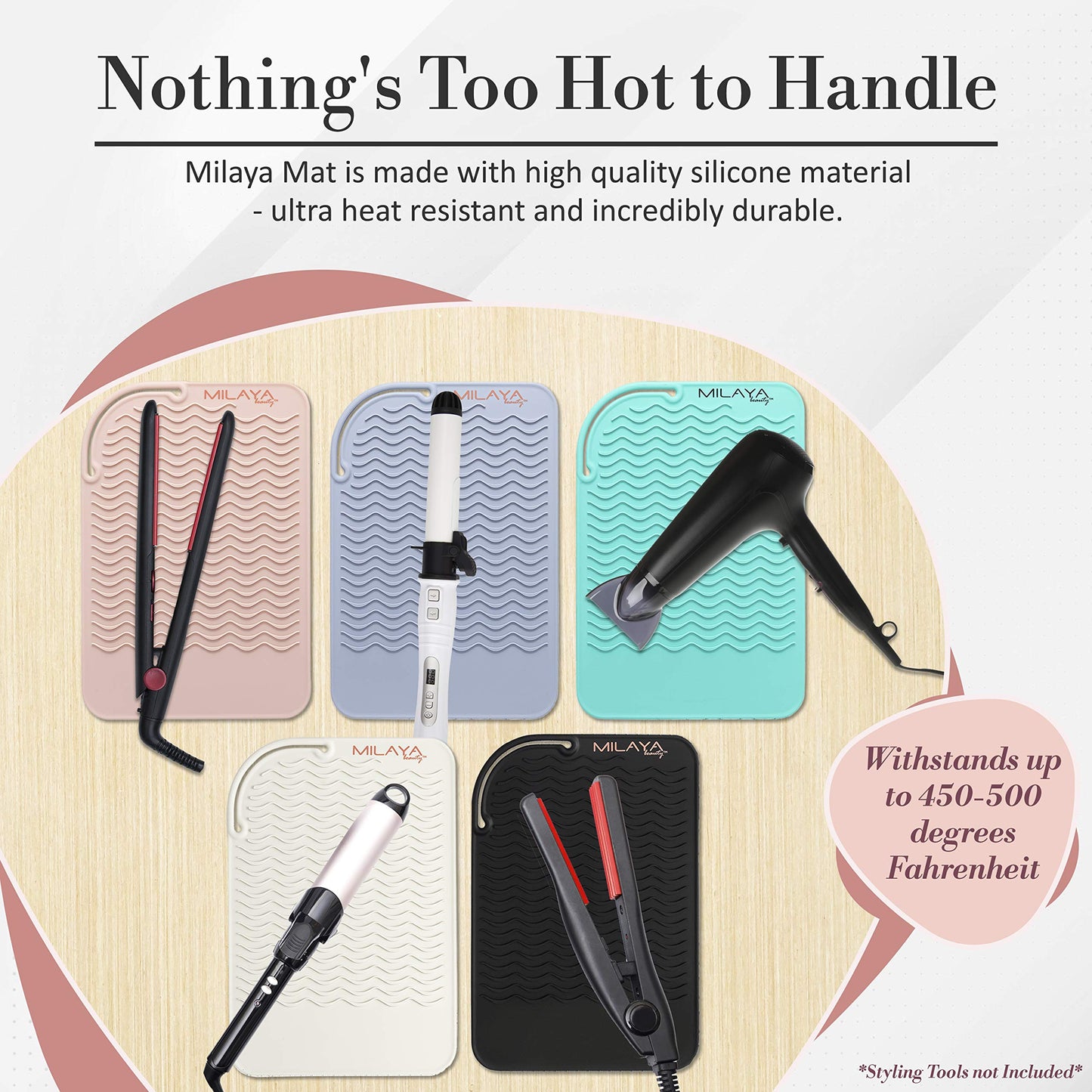Heat Resistant Mat - Curling Iron Holder - Straightener pad - Flat Iron Holder - Silicone Mat for Hair Tools - Hot Tool Mat - Salon Tools - Hot Iron Holster - Vanity Mat - Vanity Accessories for Women