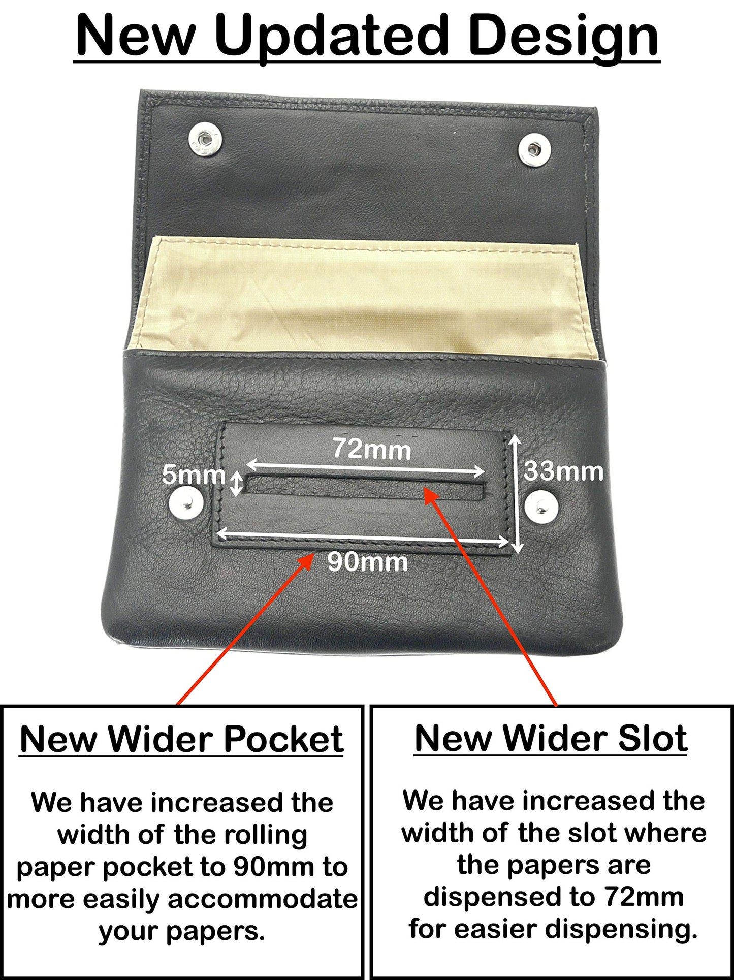 Premium Soft Black Leather Cigarette Rolling Tobacco Pouch Case Organiser