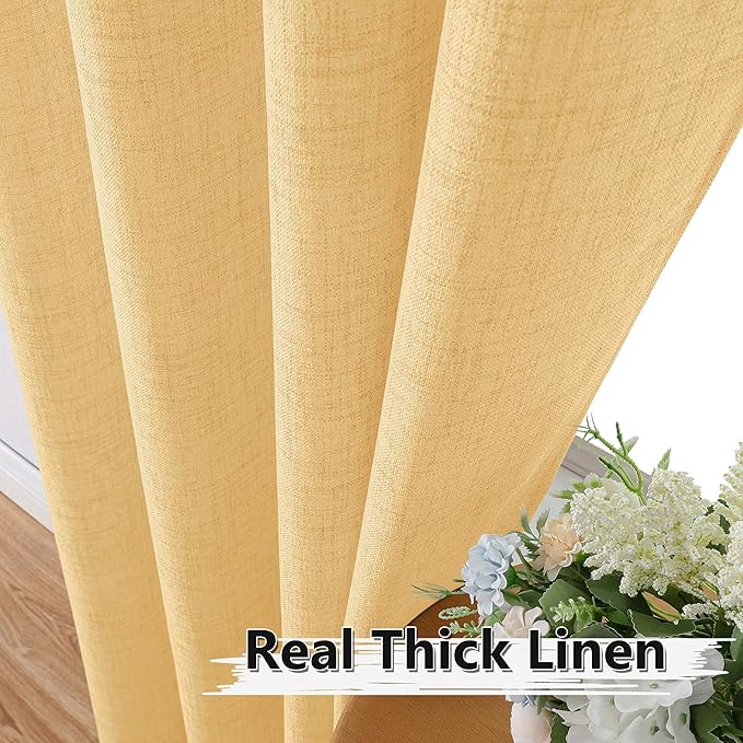 Tollpiz Linen Tier Curtain Rod Pocket Semi Sheer Half Kitchen Curtains Burlap Light Filtering Thick Linen Drape for Bathroom, 30 x 36 inches Long, Beige, Set of 2 Panels