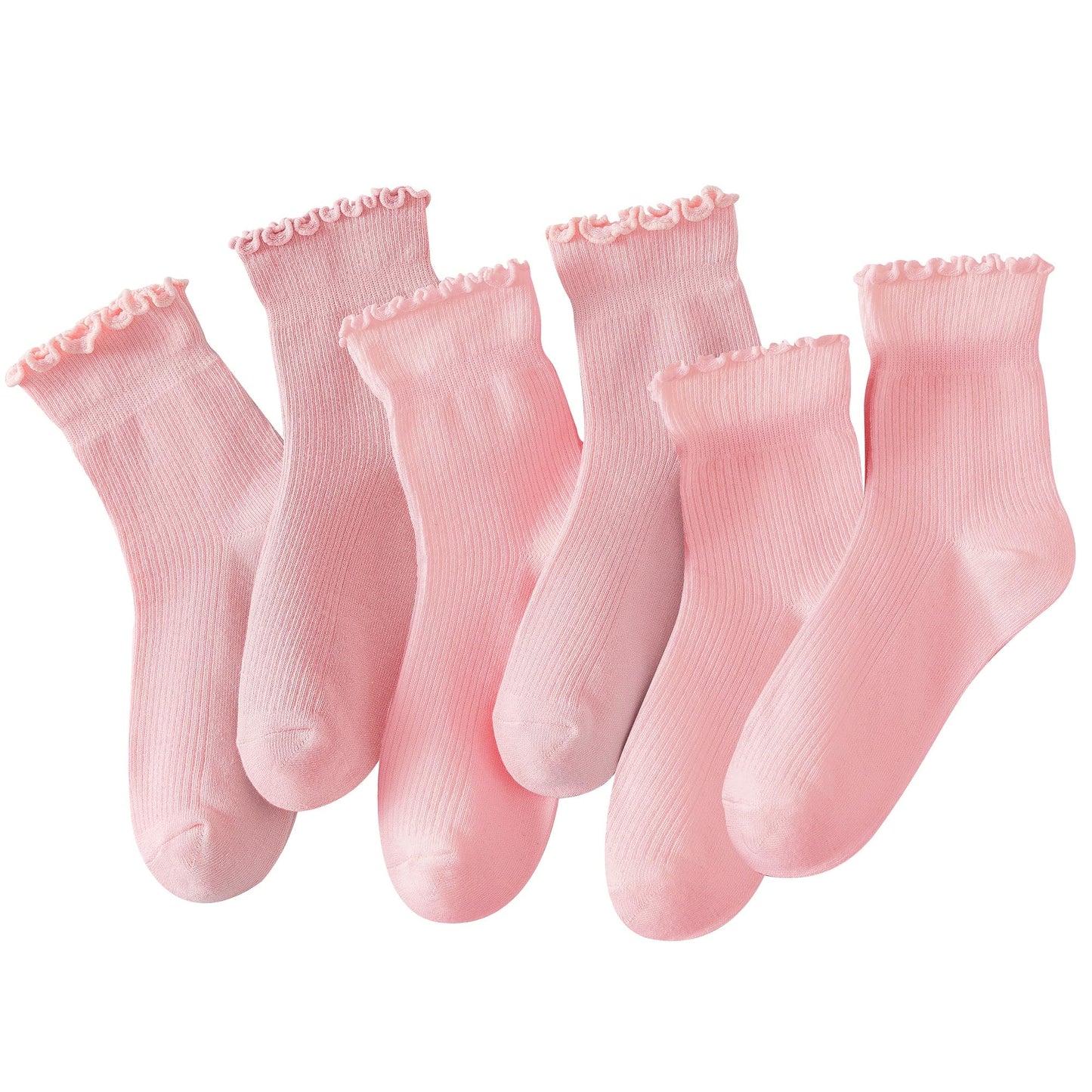 Hstyle 6 Pairs of Ruffle Socks Women, Cute Ruffle Ankle Socks