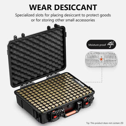 Kinghardcase 150 Round 12 Gauge Ammo Case, Sealed Shotgun Shell Storage Case with Desiccant Canister, Compatible with 12GA, 20GA, 16GA, 10GA and 8GA Shotgun Shells