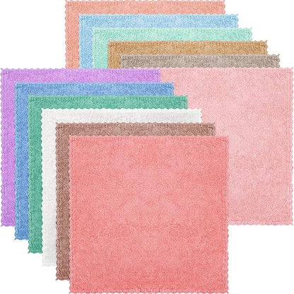 Syhood 12 Pieces Face Wash Cloth 12 x 12 in Makeup Remover Cloths Towel Coral
