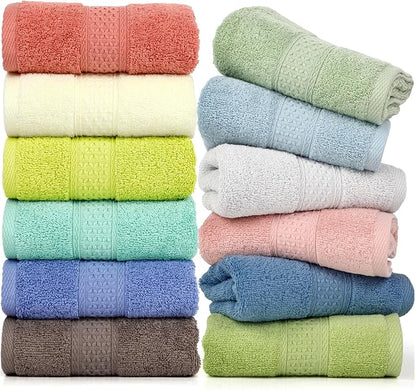 Cleanbear Hand Towels 12 Pack 12 Colors 100% Cotton Hand Towel Set