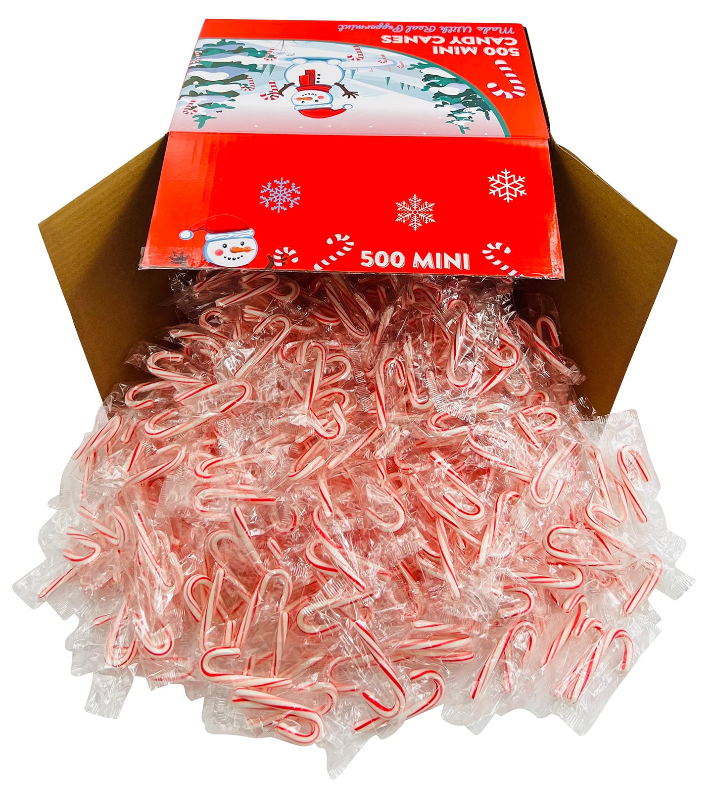 LA Signature Mini Candy Canes with Real Peppermint, Red & White, 500 Count (Pack of 1)