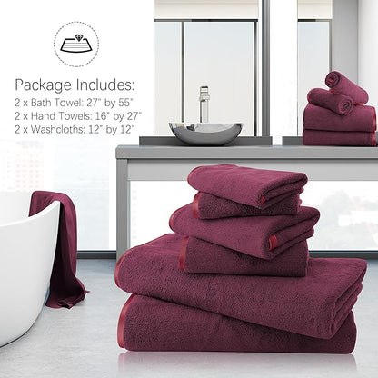 TENSTARS Microfiber Coral Velvet Luxury Silk Hemming Towel Set