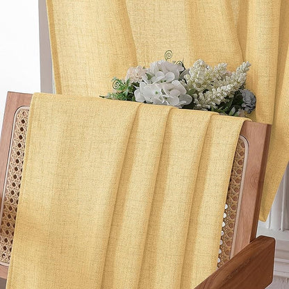 Tollpiz Linen Tier Curtains Rod Pocket Semi Sheer Short Kitchen Curtain Half Burlap Light Filtering Thick Linen Drape for Bathroom, 30 x 30 inches Long, Beige, Set of 2 Panels