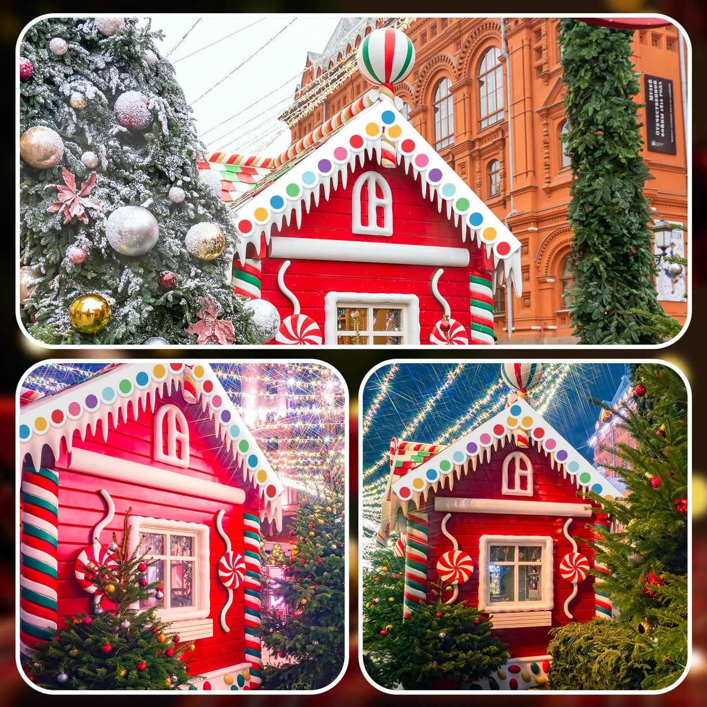 Tudomro 23 ft Outdoor Christmas Gingerbread House Decorations Gingerbread Roof Porch Door Window Banner with Viscose Xmas Roof Trim for Xmas House Winter Holiday Party Decor