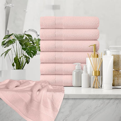 White Classic Luxury Pink Hand Towels