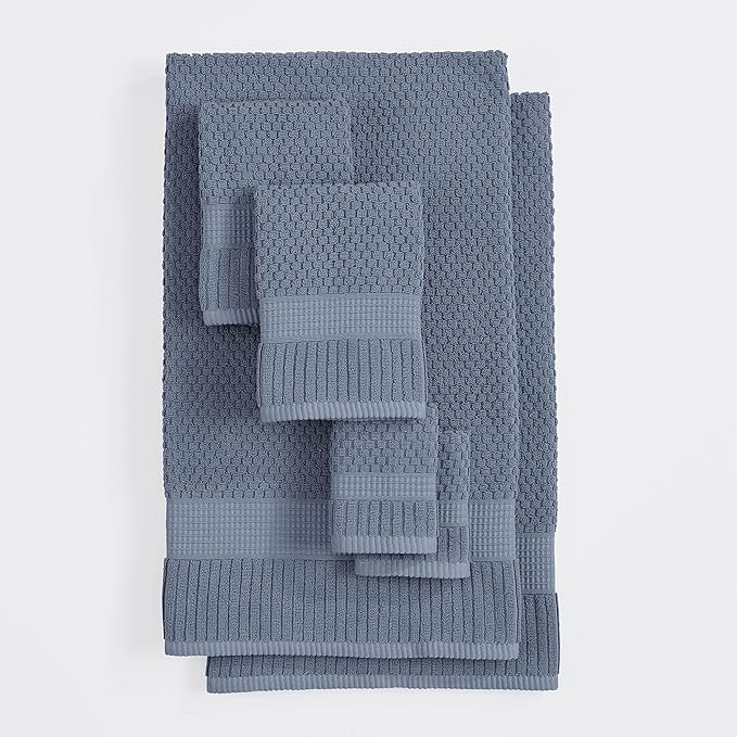 NY Loft 100% Cotton 6 Piece Bath Towel Set | Blue Towels | Oeko-TEX® Standard