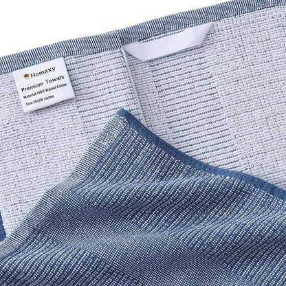 Homaxy Premium Kitchen Towels, Large Cotton Kitchen Hand Towels, Flat and Terry