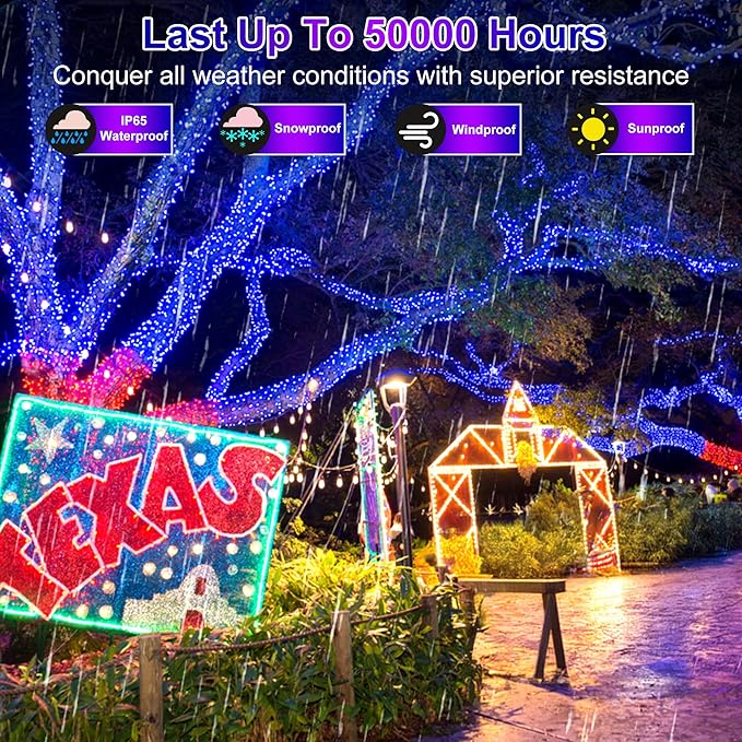 300LED Christmas Lights Indoor Outdoor Use Green Wire, 8 Lighting Modes 100FT Christmas Tree Lights with Timer & Memory, IP44 Waterproof for Tree Xmas Patio Yard Fence Balcony Garden Decor Blue