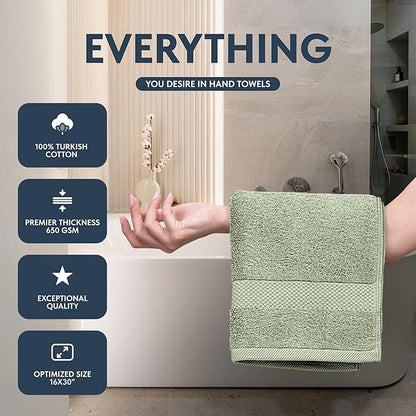 White Classic Luxury Light Green Hand Towels