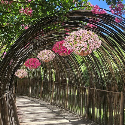Artificial Hanging Faux Flowers Basket, Fake Silk Daisy Eucalyptus Plants Arrangement,for Spring Summer Outdoor Decoration,UV Resistant, Coconut Planter,Look Real for Home Garden Décor (Rosered)