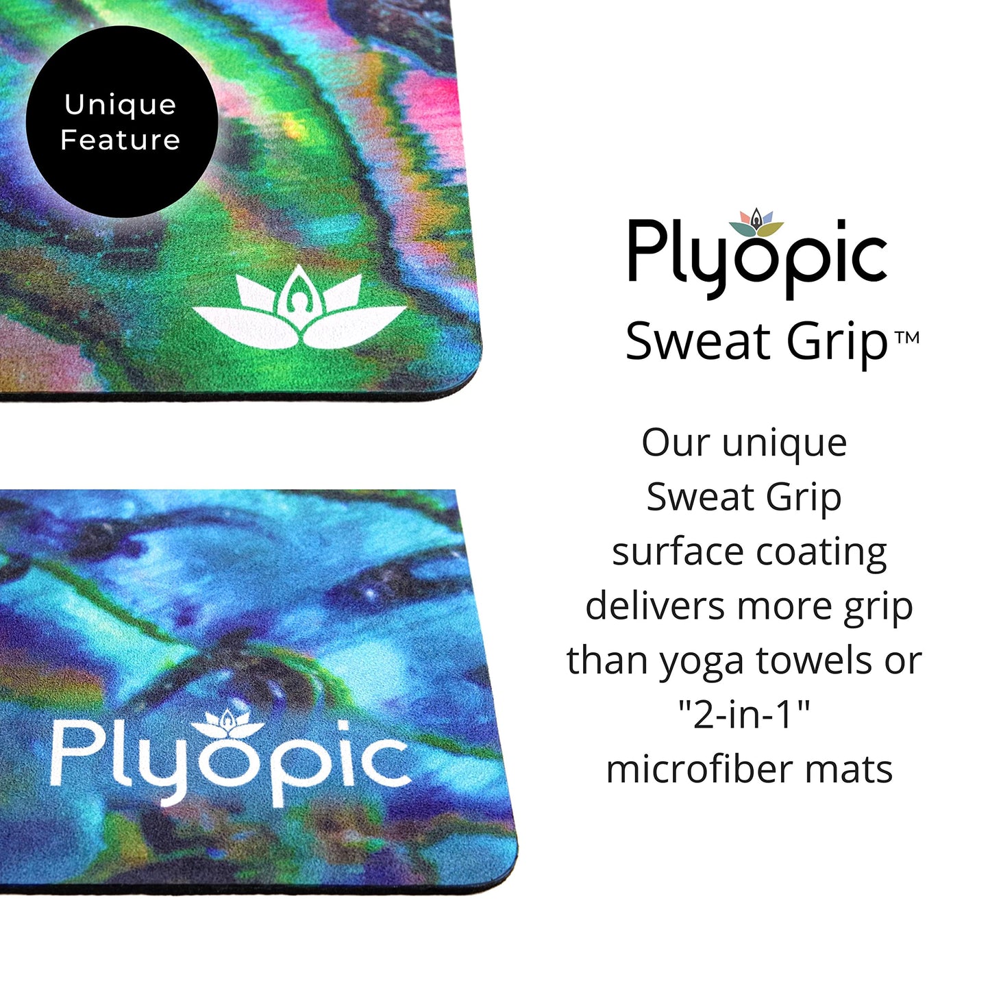 Plyopic. All In One Yoga Mat | Luxury Sweat-Grip Mat/Towel Combo | Ideal for Yoga, Hot Yoga, Bikram, Pilates, Workout & Exercise | Eco-Friendly Natural Rubber