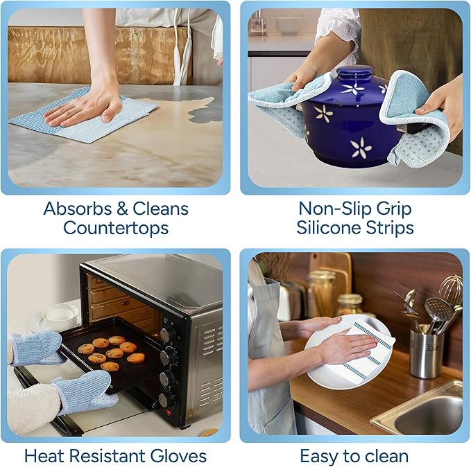 Casa Platino Silicone Oven Mitts Set, 8-Piece – 500°F Heat Resistant Mini Oven