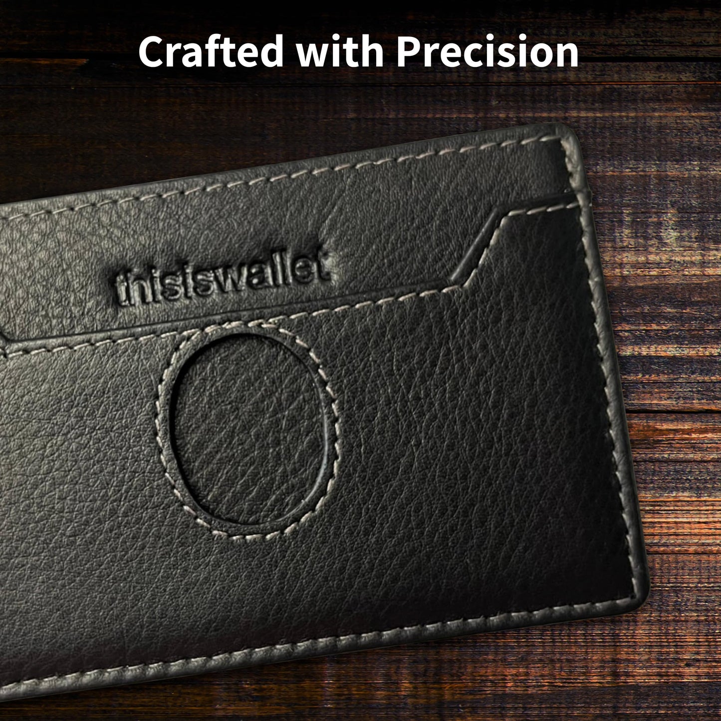 thisiswallet 2 Card Minimalist Wallet for Men & Women - Genuine Leather Ultra Thin Black Credit Card Holder - Compatible with American Express Platinum