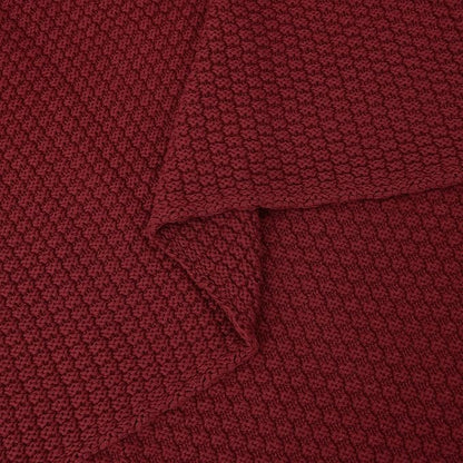 Longhui bedding Wine Red Knitted Throw Blanket for Couch, Cozy Machine Washable 100% Cotton Sofa Knit Blankets, 51 x 63 Inches, Burgundy Color