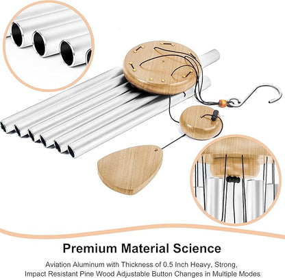 Large Aluminium Wind Chimes 37 Inches to Create a Zen Atmosphere Suitable for Outdoor, Garden, Patio Decoration. Classic Wind Chimes with Wind Catcher Suitable as A Gift for Unisex(White)