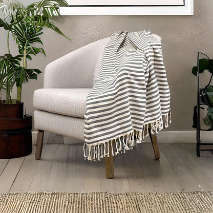 Bazaar Anatolia Turkish Beach Towel – 100% Cotton, Quick Dry, Sand Free Boho Farmhouse Style for Bathroom, Travel, Camping – Oversized 71x39 Inches – Arpa Black
