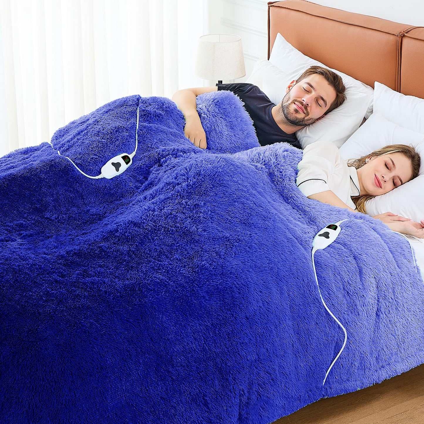 Heated Electric Blanket Throw,Warm Winter Birthday Gifts for Women Her Grandma-Faux Fur with Soft Sherpa,10 Heat Settings,5 Time Settings with Fast Heating, 50x60, Rainbow