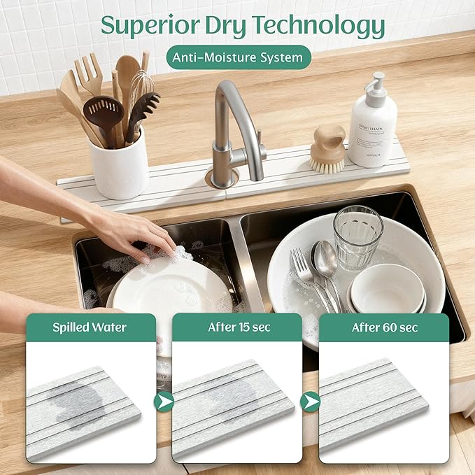Stone Faucet Mat for Kitchen Sink Splash Guard 23.6" x 3.9"