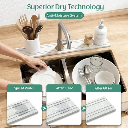 Stone Faucet Mat for Kitchen Sink Splash Guard 23.6" x 3.9"